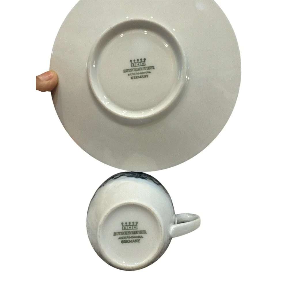 HUTSCHENREUTHER Arzberg-Bavaria Blue & White Cup &‎ Saucer Germany Vintage